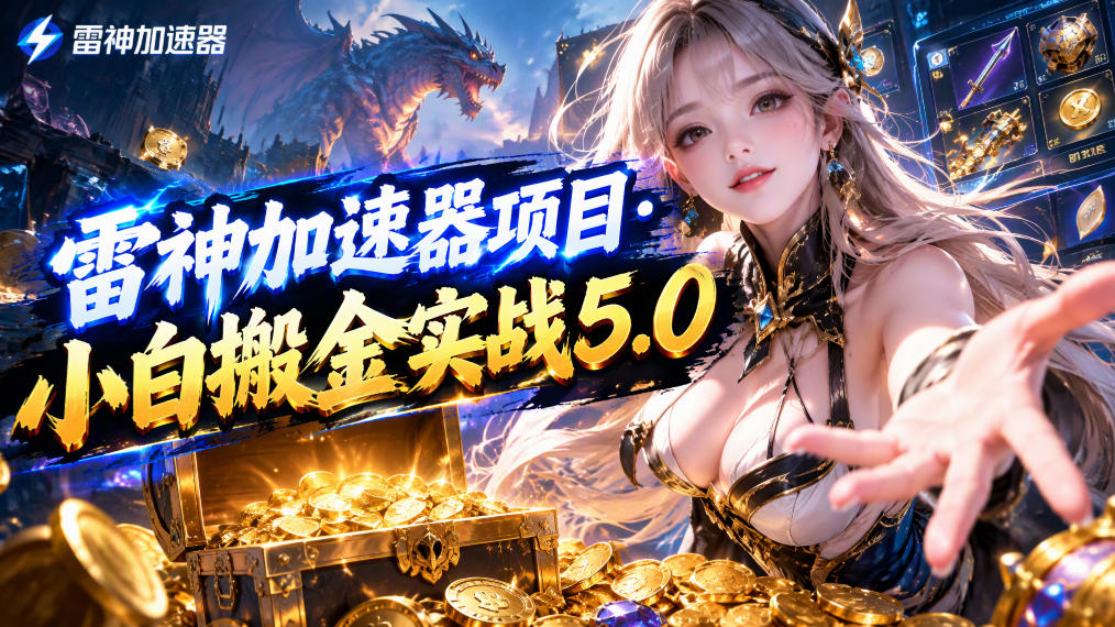 雷神加速器项目·小白搬金实战5.0，抖音W播100-150r，小白入局一天也能几十r-轻创星球网