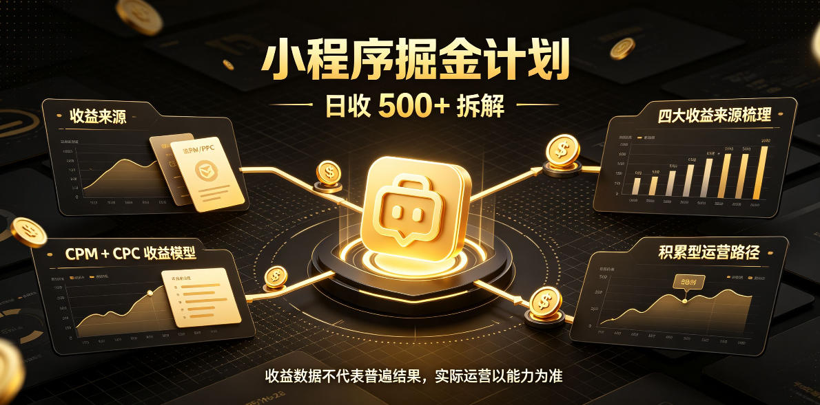 小程序推广计划，日收500+，腾讯官方打款，客户留存率高，收益长期稳定【揭秘】-轻创星球网