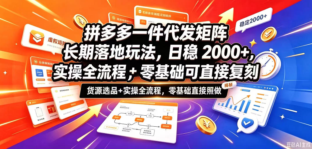 拼多多一件代发矩阵长期落地玩法，日稳入2k+，选品货源+实操全流程，零基础可直接复刻【拆解】-轻创星球网