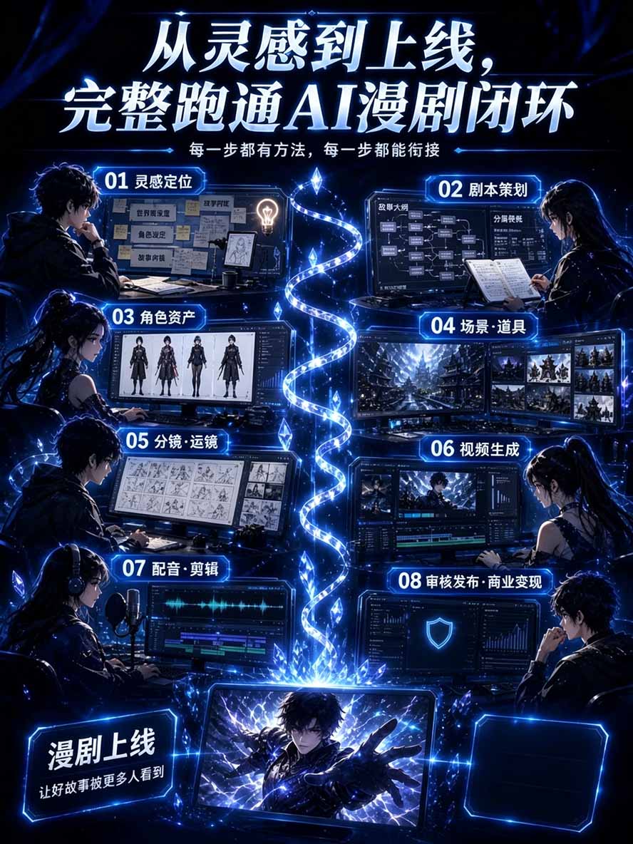 图片[2]-【无水印】2026AI漫剧创作与商业变现掘金营：打通选题→AI编剧→角色场景→自动分镜→视频生成→剪辑发布→运营变现-轻创星球网